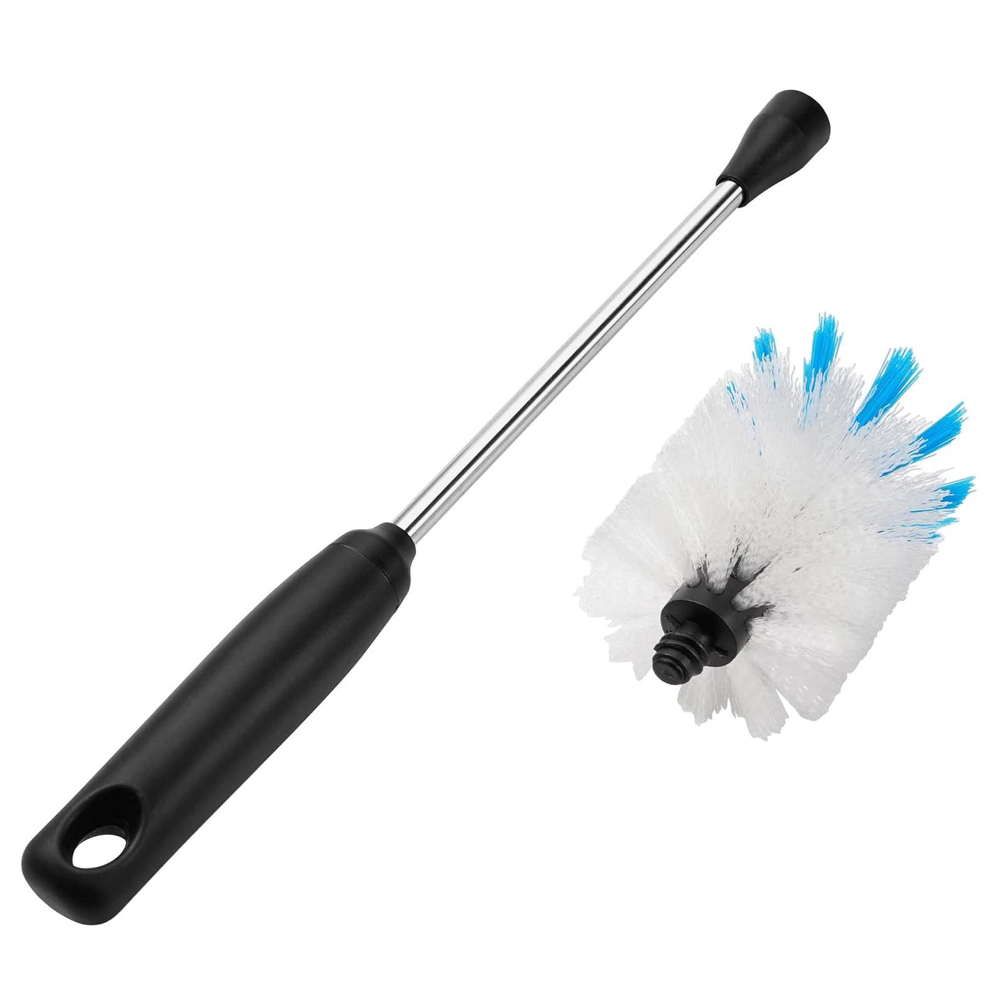 MOSOLAN Stainless Steel Bottle Brush with Replaceable Head, 2 Pack Long Handle Scrubbing Brush for Water Bottles, Glasswares, Mugs, Flasks, Tumblers, Vases, and Kitchen Sink, 13 in - 15 in