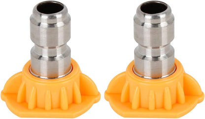X AUTOHAUX 2pcs 15 Degrees Pressure Washer Spray Nozzle Tip, 0.05'' Quick Connector High Pressure Nozzle Yellow for Car