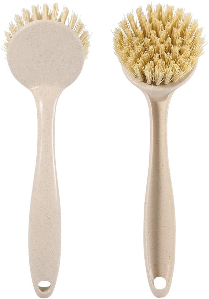 Jerliflyer Dish Brush with Handle, Long Handle for Cleaning Dishes, Pots, Pans, Sinks, Stoves