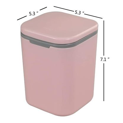 1/2 Gallon Tiny Countertop Trash Can, Push-Button, Pink