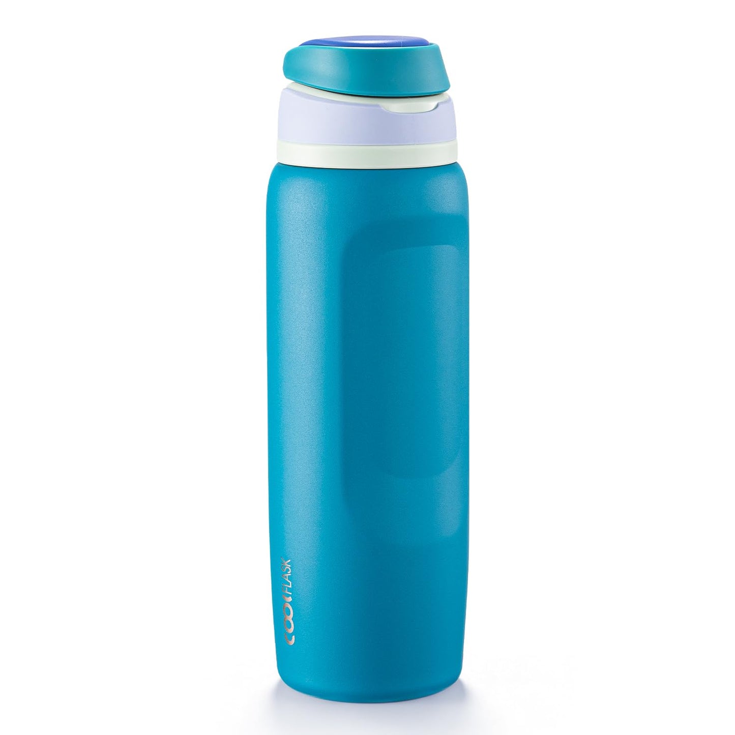 Coolflask MegaSip Insulated Water Bottle 40 oz with Straw, Stainless Steel Water Bottles Leak-Proof, 24+ Hours Cold, BPA-Free Dishwasher Safe, Water Flask for Sports Gym Work Office, Scuba Blue