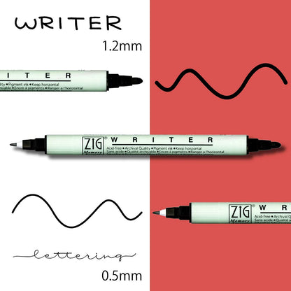 Kuretake ZIG Twin Marker BLACK 4 Assortment set for Hand Lettering, Calligraphy Art, Illustration, Journaling, Cartooning, AP- Certificated, Made in Japan