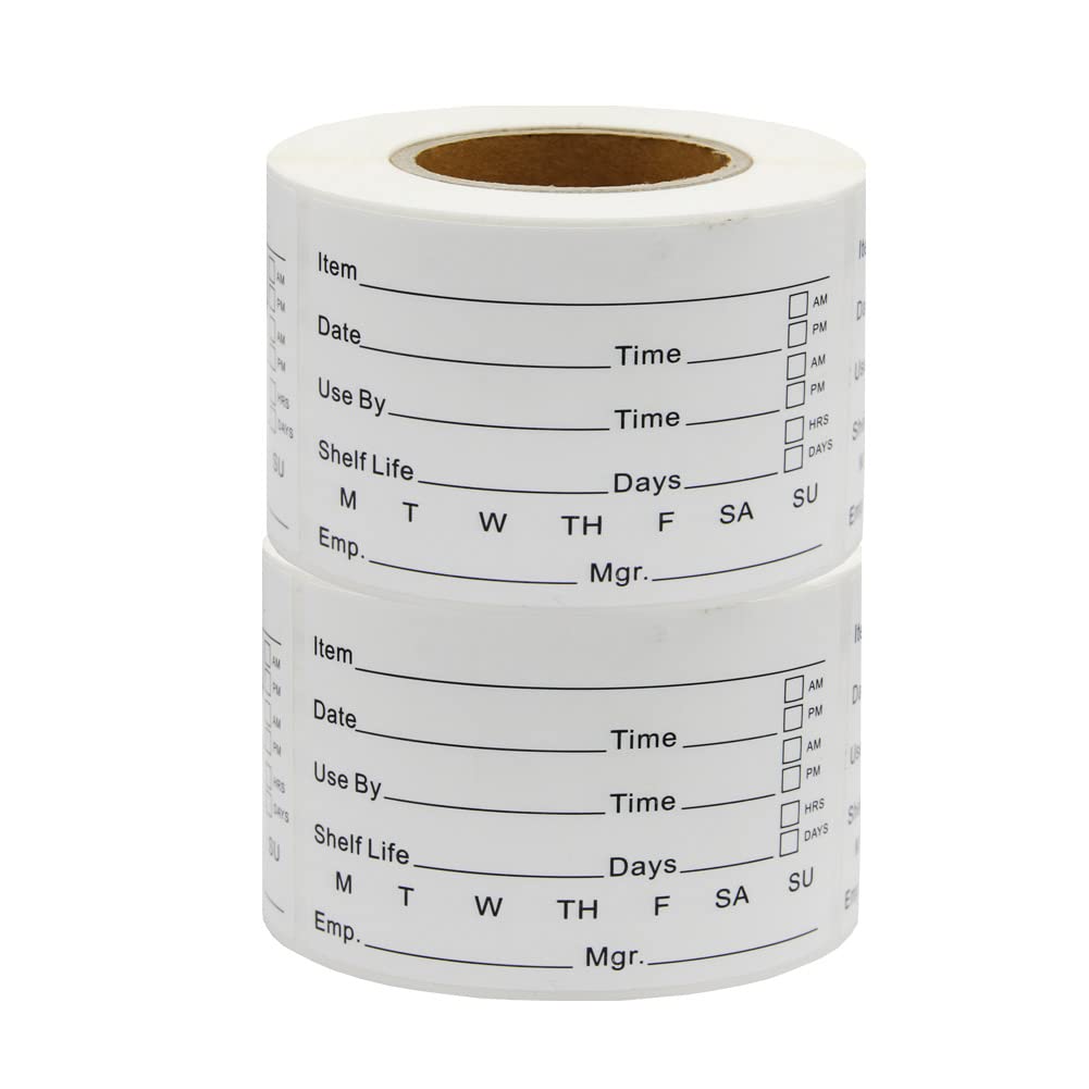 Hcode 2 x 3'' Self-Adhesive Removable Freezer Food Labels- Easy Clean Leaves No Residue- Cooler Food Storage Freezer Stickers Plastic Paper Perfect for Reusable Containers 2 Roll