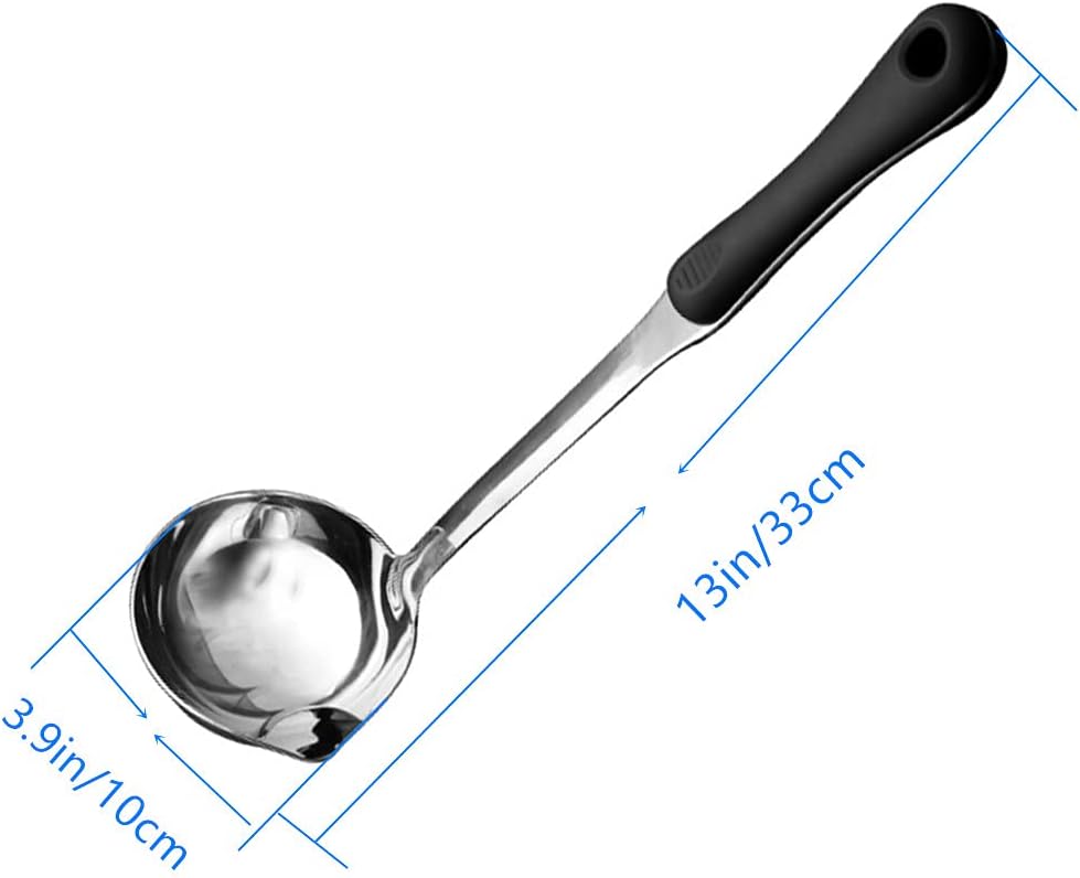 Advanced Stainless Steel Soup Ladle, Long Plastic Handle Soup Residue Separator, Kitchen Colander Filtering Spoon