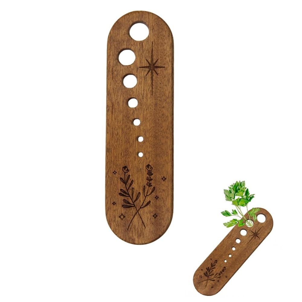 HGLuKGO Herb Stripper, Wooden Vegetable Leaf Separator, Kitchen Herbs Leaf Stripping Tool, Exquisite Herb Stripper Bowl Gifts for the Kitchen Suitable for Home Use & Chefs