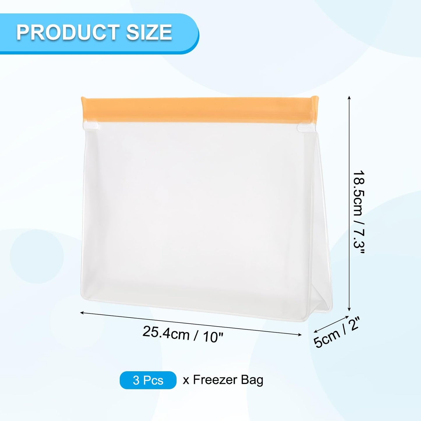 PATIKIL 8.7"x2"x5.3" Reusable Freezer Bag, 3 Pcs Leakproof Zip Food Storage Stand Up Bags Fridge Snack Vegetable Fruit Ice Container for Long-Lasting Freshness, Black