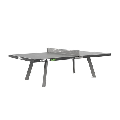 KETTLER Eden Weatherproof Stationary Outdoor Table Tennis Table with Galvanized Steel Legs and Permanent Net and Post System