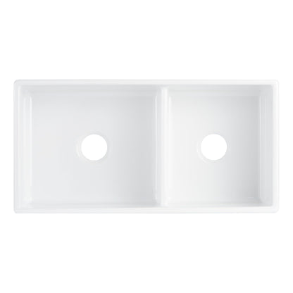 Signature Hardware 953910-36D Rowena 36" Farmhouse 60/40 Double Basin Fireclay Kitchen Sink - White