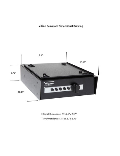 V-Line Desk Mate Keyless Security Box 2597-S with Quick Release Mounting Bracket, Simplex Lock, Black, Made in USA