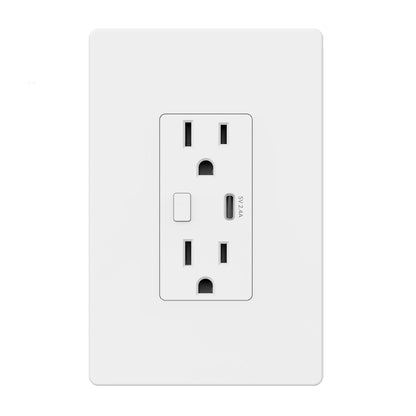 BN-LINK Smart Electrical Outlet with 2 Controlled Plugs and Type-C Charging, in-Wall Smart Wi-Fi Outlet with Voice and APP Remote Control, Compatible with Alexa and Google Assistant, 2.4GHz Wi-Fi Only