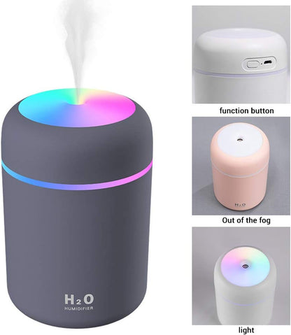 Colorful Cool Mini Humidifier, 300ML USB Personal Desktop Vaporizer, Quiet Ultrasonic Air Humidifier for Home