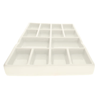 The Beadsmith Ceramic Mixing Palette – Rectangle Design Paint Holder – Arts and Crafts Accessories Organizer – 7.5" x 4.1" x .6” – 14 Compartments, (4 Palettes)