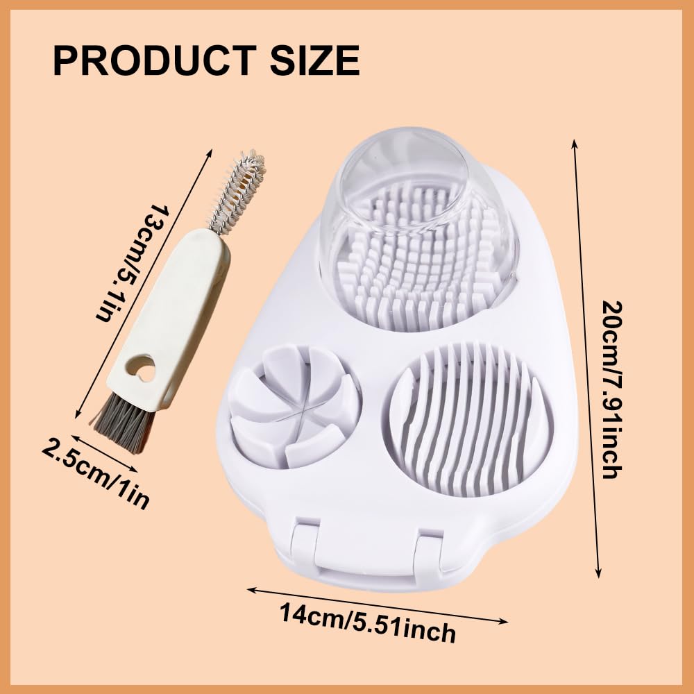 Velicber 3 in 1 Egg Slicer For Hard Boiled Eggs, 3 Slice Modes Egg Slicer with Stainless Steel Wire Egg Cutter Heavy Duty for Hard Boiled Eggs, Strawberry, Grape, Kitchen Dicer Tool