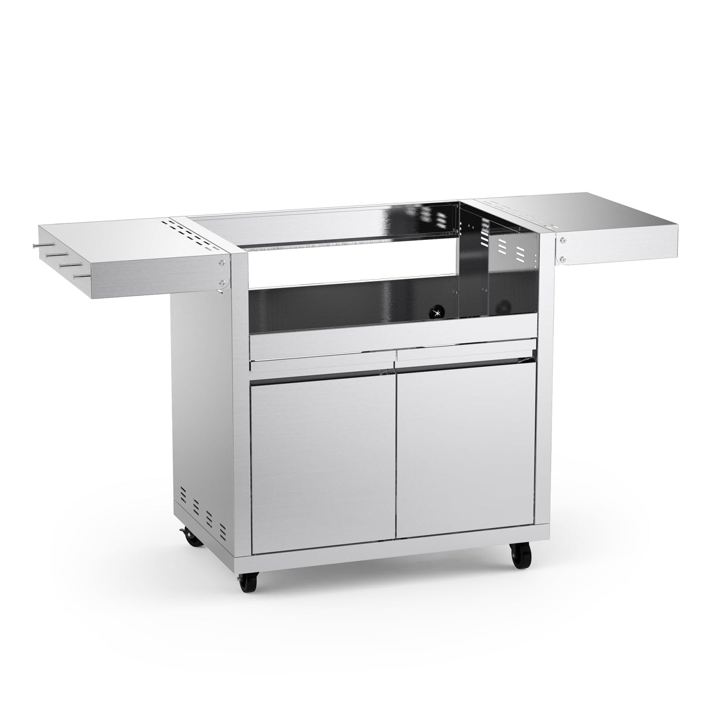 Stainless Steel Grill Cart for Hygrill 4-Burner Built-In Gas Grill, Outdoor Kitchen Island with Foldable Side Shelves and Storage Cabinet
