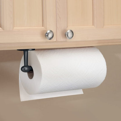 iDesign Orbinni Wall Mounted Metal Paper Towel Holder, Roll Organizer for Kitchen, Bathroom, Craft Room, 13.75" x 2.5" x 4.25", Matte Black