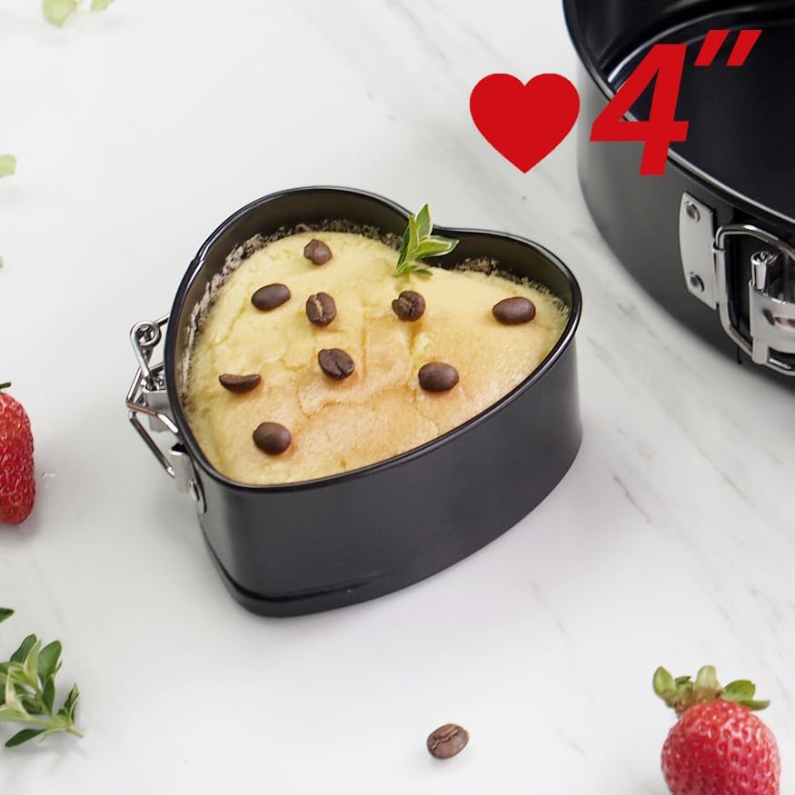 Heart Cake Pan, 4 Inch Heart Springform Pan, Bakeware with Removable Bottom for DIY Heart Baking