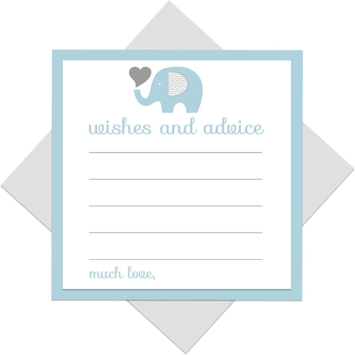 Blue Elephant Advice Cards - 25 Pack, Fun Baby Shower Game & Unique Guest Book Alternative