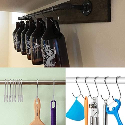 MroMax 50mm/1.97" Stainless Steel S Hooks, Silver S Shaped Hook Hangers for Multiple Uses, 8Pcs
