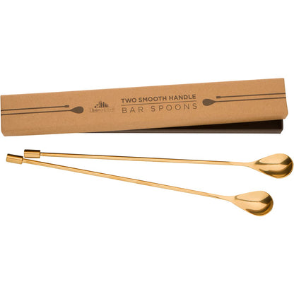 A Bar Above Bar Spoon Set, Spiral Handle, Stainless Steel Mixing Spoons for Cocktail Mixer Set, to Stir and Layer, Basic Professional or Home Bars Accessories (Gold, Smooth)