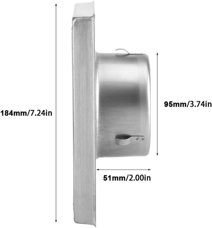 Louvered Outdoor Dryer Vent Cover, 100mm Stainless Steel Air Vent Duct Grill, Square Tumble Dryer Extractor Fan Outlet