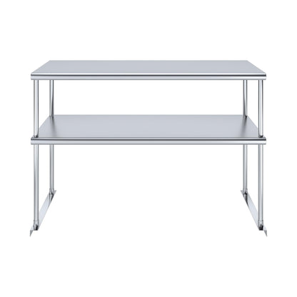 AmGood 48 Inch Double Tier Overshelf, 48 in. x 18 in. x 32 in. Stainless Steel Table Mount Shelf, 2 Tier Over Shelf for Prep Tables, Commercial Kitchen Storage Rack, Restaurant Equipment, NSF
