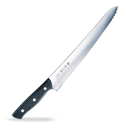 TOJIRO JAPAN Hand Made Chef Bread Knife Slicer Cutter, 10.6" Blade - Reinforced Laminated Material