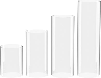 Hurricane Candle Holder - Bottomless Open Ended Cylindrical Glass Lamp Shade - 3" x 4"
