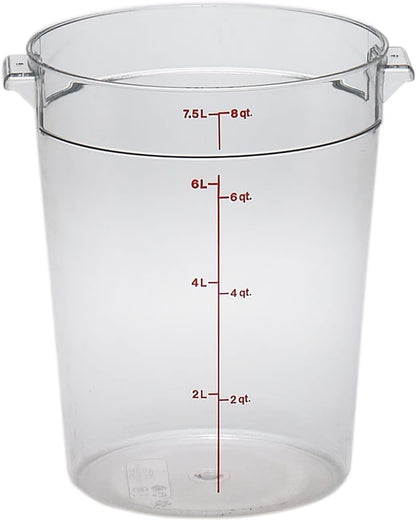 Cambro RFSCW8135 Clear Polycarbonate Round Food Storage Container, 8 Quart, Cover Sold Separately