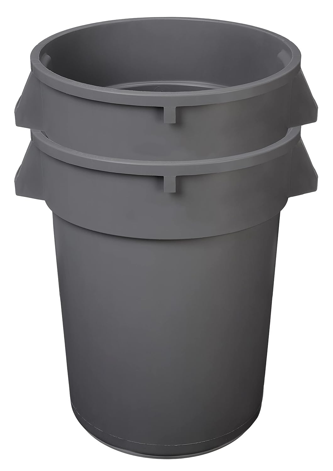 Amazon Basics Heavy Duty Sturdy Round Trash Can, 32 Gallon, Grey, Pack of 2