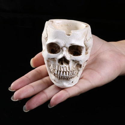 NUOBESTY 2Pcs Halloween Skull Figurines Bowl - Resin Flower Pot Planter Collectible Human Skeleton Statue Ornament