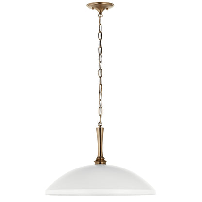 Kichler Delarosa 1-Light Pendant Light Fixture, Traditional Hanging Lamp with White Shade and Champagne Bronze Hardware for Kitchen Island, Dining Room, or Hallway (12.75" x 20.25"), 52638WH