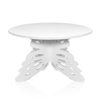 AOCEAN 12 Inch Butterfly Cake Stand, White Butterfly PVC Cake Holder for Birthday Wedding Party, Round Cake Stand for Dessert Table