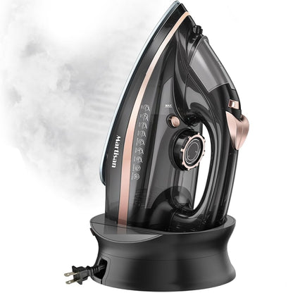 Martisan Cordless Iron for Clothes, 1600W, Wireless, Rapid Heating, Retractable Cord, Power Charging Base, Ceramic Soleplate, Auto-off, Anti-calc, Anti-drip, Self Clean