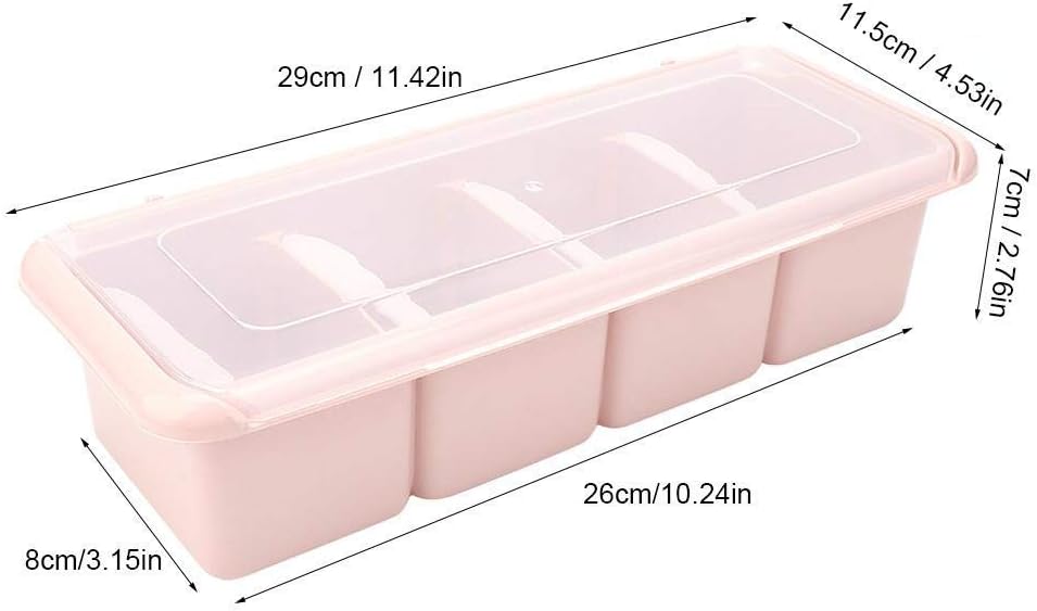 Yosoo 4 Compartments Seasoning Box Spice Rack Organizer, 11.42 * 4.53 * 2.76in Container
