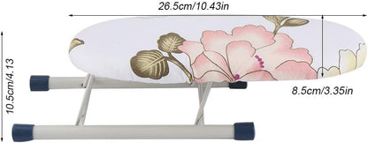 Small Ironing Board, Mini Foldable Tabletop Board for Shirt Cuffs, Collars, Sewing, Travel Use (Peony)