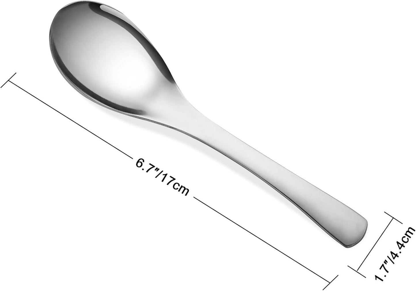 4 Pack 6.5" High Grade 18/10 Stainless Steel Soup Spoons, Thick Heavy-weight Table Spoons