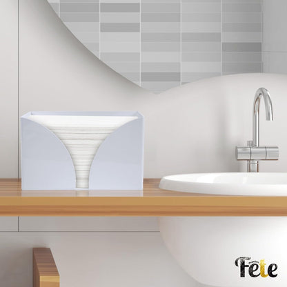 Paper Towel Holder Dispenser for Countertop, White Acrylic Napkin Holders for Kitchen or Bathroom, Great for Z-Fold
