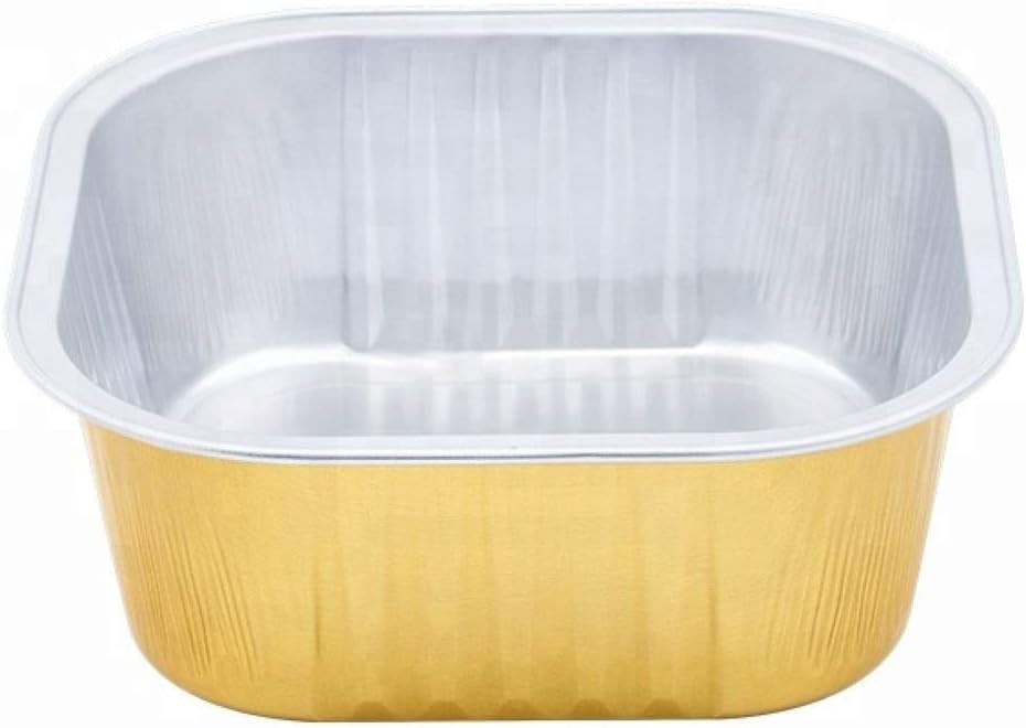 KEISEN square 4 2/5" Disposable Aluminum Foil Cups, 300ml for Muffin Cupcake Baking, 24/PK