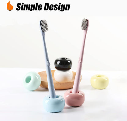Urbanstrive Mini Ceramics Toothbrush Holder Stand for Bathroom Vanity Countertops (Gray 2-Pack)