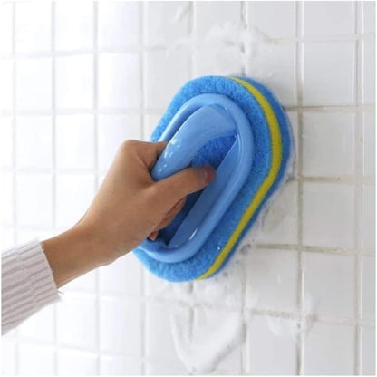 Cleaning Brush for Bathroom Tiles - All Purpose Sponge Brush with Ergonomic Handle for Kitchen Bathtub Toilet