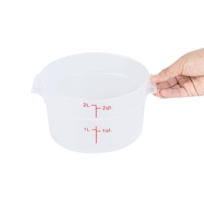 Restaurantware-Met Lux 2 Quart Food Storage Containers, 10 Translucent Storage Containers - Lids Sold Separately, Red Volume Markers, Dishwashable Containers, Side Handles, For Storing Foods
