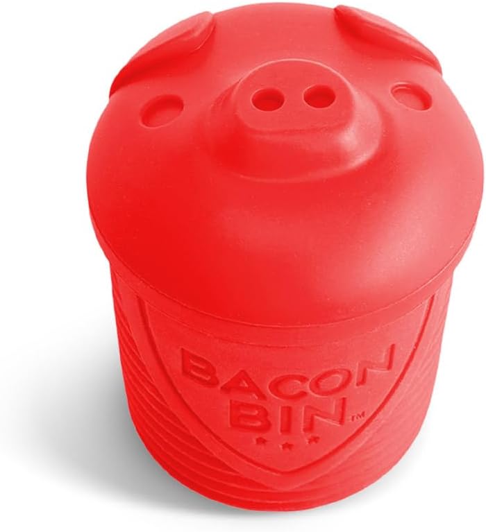 1 Talisman Designs Bacon Bin Grease Strainer & Collector | Family Friendly Kitchen Tools | Fun & Functional Silicone