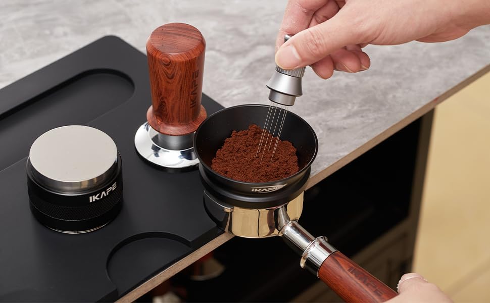 IKAPE Coffee Accessory Tool, Silicone Mat with Portafilter Holder, Espresso Tamping Station Mat, Non-Slip