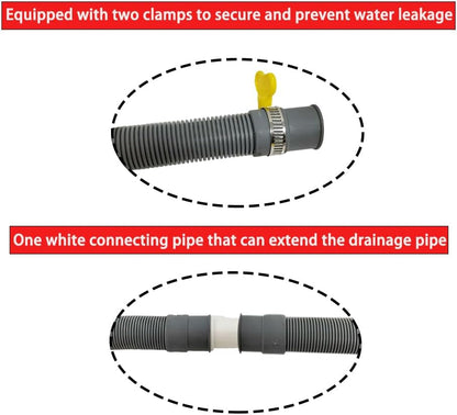 Washing Machine Drain Hose, Drain Extension Kit with White Extension, Two Hose Clamps, U-Shaped Fixed Hook (6.5FT)