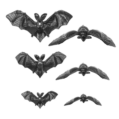 Saktopdeco 50 PCS Black Hanging Bats Plastic 3D Halloween Bat Party Ornament for April Fool's Haunted House Decorations