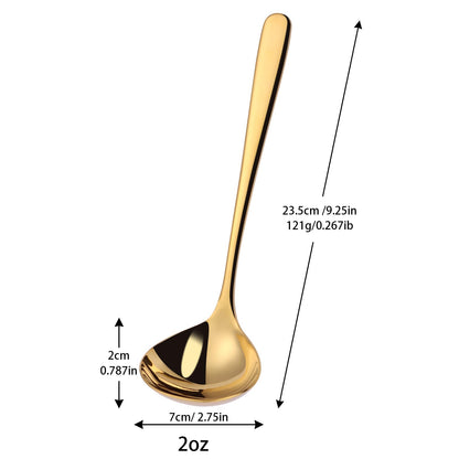 Mafier 9.5 Inch Gold Ladle Spoons SUS304 Stainless Steel Soup Ladle 2 oz. Gravy Sauce Kitchen Ladle for serving(Set of 2)