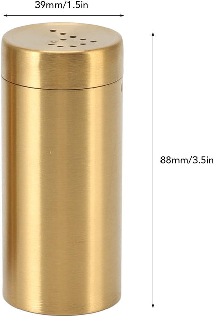 Gold Spice Jar, 2 Pcs Stainless Steel Rustproof Screw Open Top Seasoning Shaker Bottle for Salt, Sugar, Pepper