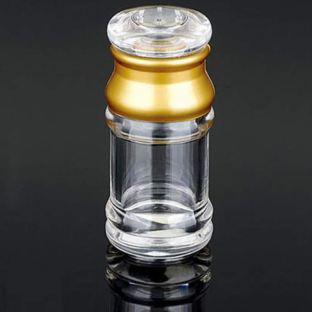 Acrylic Condiment Salt Pepper Chili Powder Shaker - Cruet Bottle with Nine-Hole Cover, Gold & Clear, F5xH9.4cm