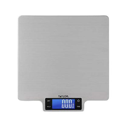 Taylor 22lb Ultra-Precise Digital Stainless Steel Household Kitchen Scale, One, Silver