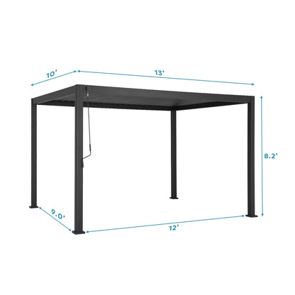 Mirador 111S Round Louvered Pergola Gazebo, 10Ft x 13Ft, Full Aluminum Frame, Adjustable Roof, Outdoor, Durable, Charcoal